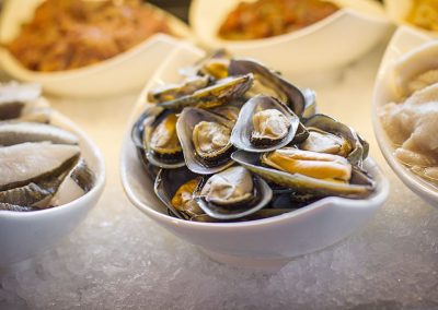 Haikky Teppanyaki-Zutaten Miesmuscheln auf Eis